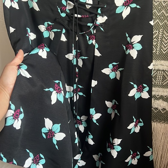 Anthropologie Maeve Floral Midi Skirt black mint floral 8 - Picture 5 of 7